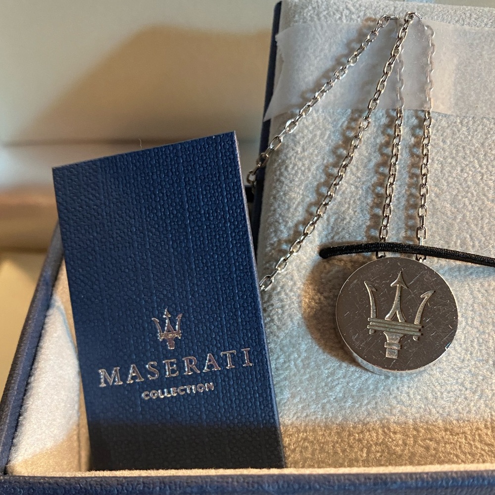 Maserati Sterling Silver Trident Pendant Necklace